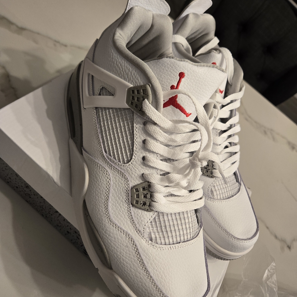 Air Jordan Retro 4 White and Red Sneakers